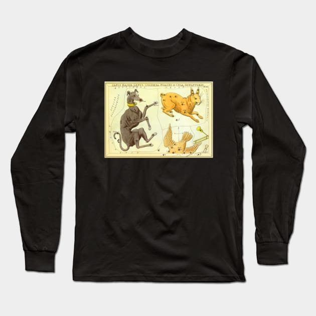 Constellations of Canis Major, Lepus, Columba Noachi and Cela Sculptoris from Urania's Mirror Long Sleeve T-Shirt by MasterpieceCafe